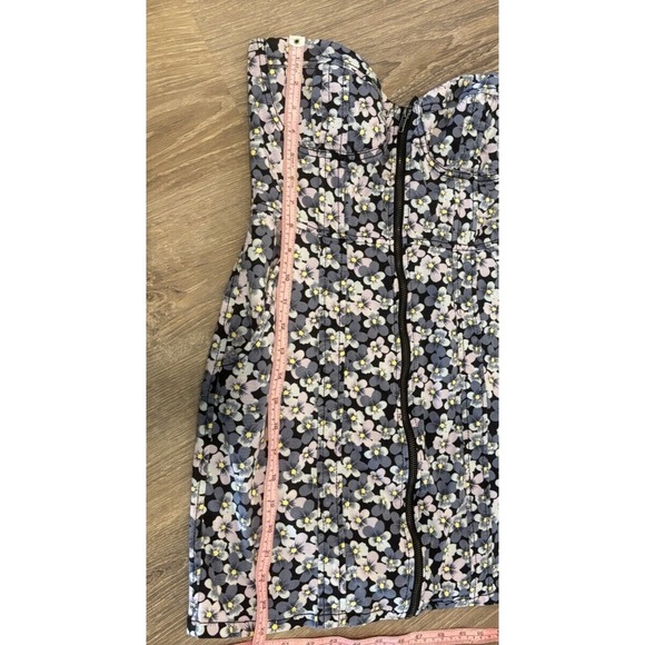 H&M Divided Strapless Mini Dress Purple Blue Floral Size 8 - Picture 8 of 9